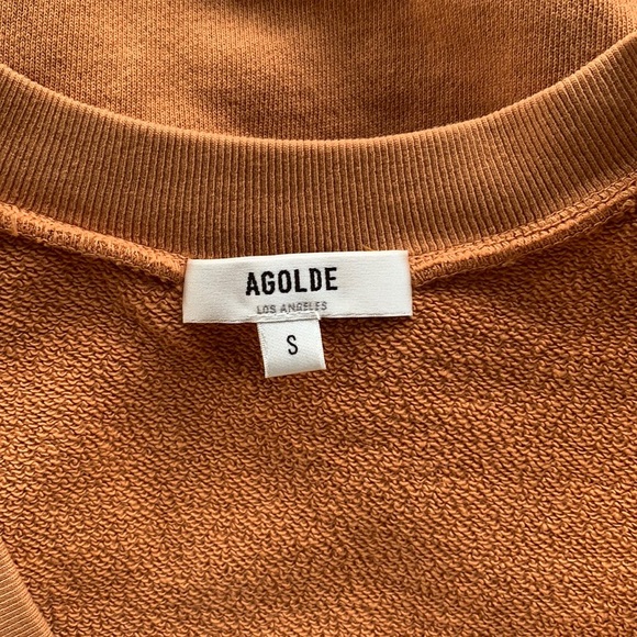 AGOLDE V Neck Balloon Sleeve Sweatshirt in Umber - Picture 16 of 16